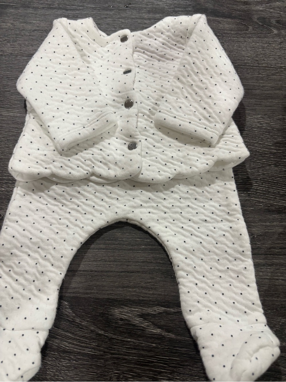 Baby Quilted White Dot One-Piece Set